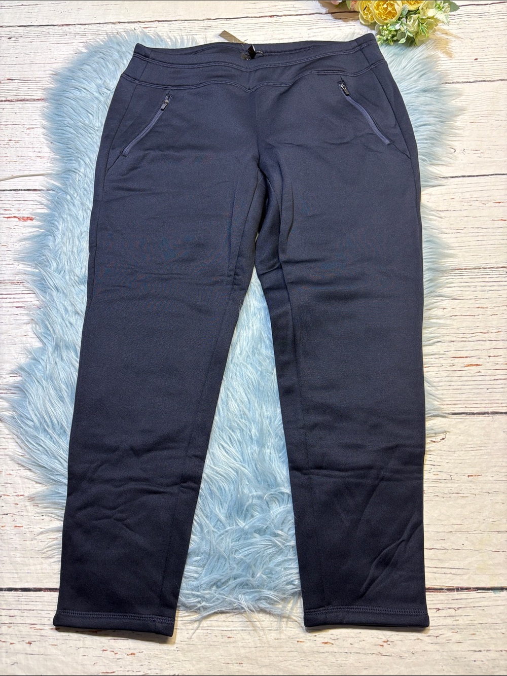 NWT Talbots Navy Plus Polartec Fleece Lined Pull On Pants sz 1XP